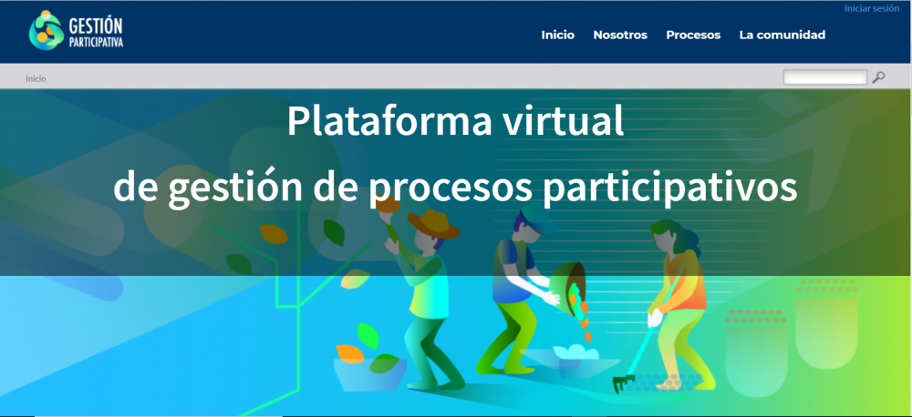 Vista de la página principal de la plataforma generada por el IICA para la gestión de procesos participativos.