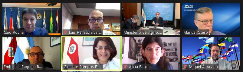 Junto a los ministros de Agricultura, Ganadería y Pesca de Argentina, Luis Basterra, y de Agricultura y Ganadería de Costa Rica, Renato Alvarado Rivera, participó en el encuentro el Director General del Instituto Interamericano de Cooperación para la Agricultura (IICA), Manuel Otero.