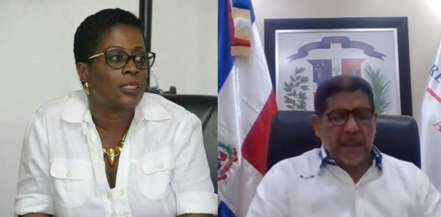 La Directora de Cooperación Internacional del Ministerio de Agricultura, Recursos Naturales y Desarrollo Rural de Haití, Nadège Dorival Montissol, y el El Ministro de Agricultura de República Dominicana, Limber Cruz López.