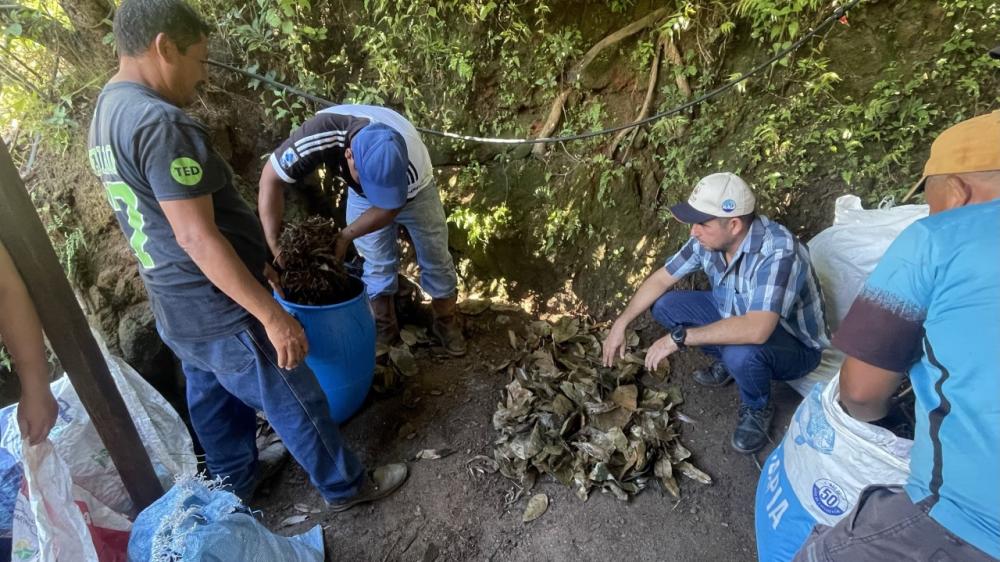 Después de la recolección de microorganismos de montaña para elaboración de bioinsumos.