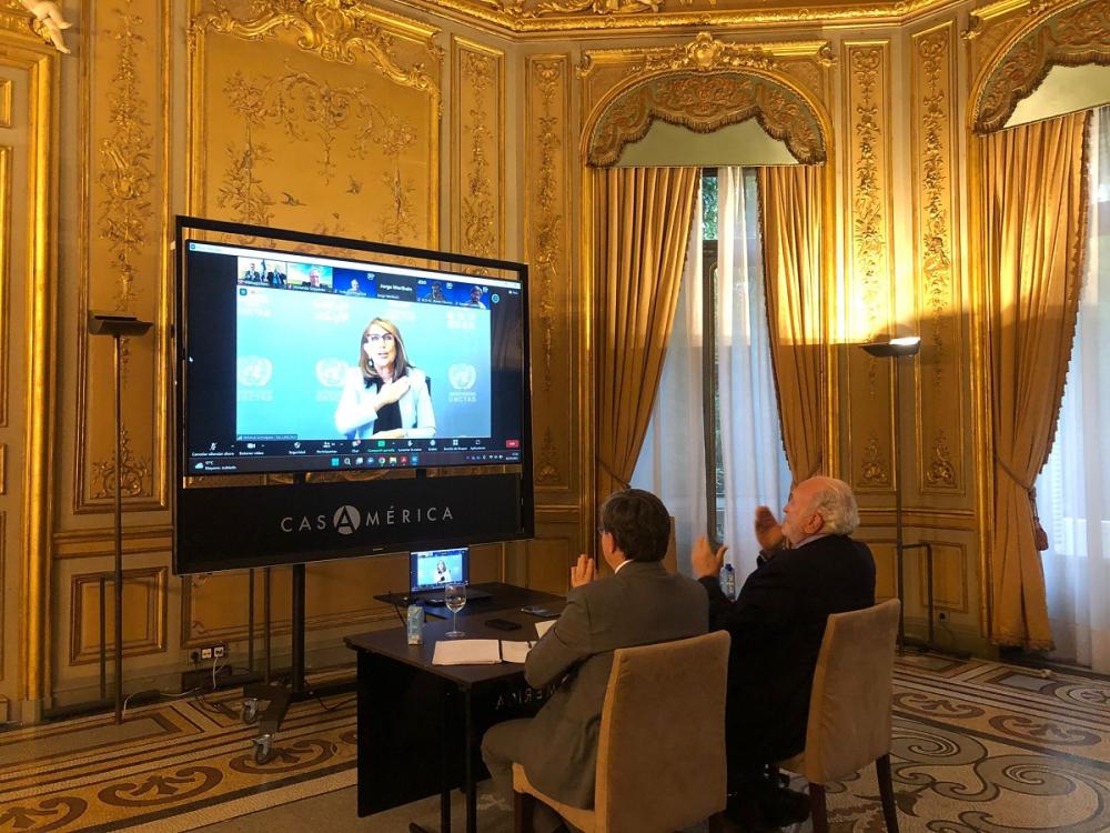 La rúbrica del acuerdo se produjo de manera virtual entre Rebeca Grynspan, Secretaria General de UNCTAD, y Manuel Otero, Director General del IICA. Jorge Werthein, Asesor Especial del Director General del IICA, firmó como testigo de honor.