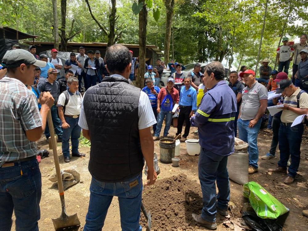 Productores practicaron en campo lo aprendido.