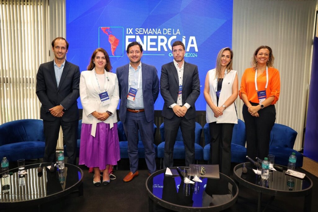 Agustín Torroba, Biofuels Specialist at IICA and Executive Secretary of the Pan American Liquid Biofuels Coalition (CPBIO); Carolina Rojas, President of the Colombian Biofuels Federation; Juan Sebastián Díaz, Deputy Director of the U.S. Grains Council; Francisco Jauregui, Vice President of the Paraguayan Chamber of Biofuels and Renewable Energies (BIOCAP); Carolina Bauman, Plant Manager at the Paraguayan state-owned company Petropar; and Heloisa Borges Esteves, Director of Oil, Gas, and Biofuels at Brazil’s