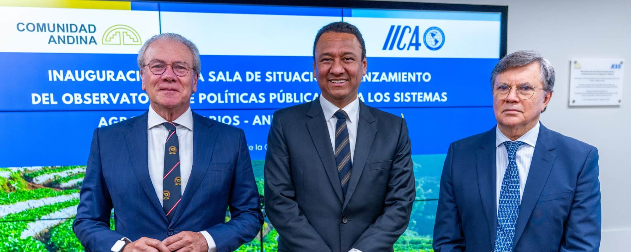 Inauguración de la Sala de Situación y lanzamiento del Observatorio OPSAa Andino: líderes institucionales presentan herramientas clave para fortalecer los sistemas agroalimentarios en la región andina. Evento oficial de la Comunidad Andina e IICA con enfoque en políticas públicas agrícolas.