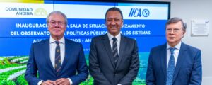 Inauguración de la Sala de Situación y lanzamiento del Observatorio OPSAa Andino: líderes institucionales presentan herramientas clave para fortalecer los sistemas agroalimentarios en la región andina. Evento oficial de la Comunidad Andina e IICA con enfoque en políticas públicas agrícolas.